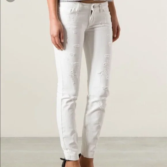 Dolce & Gabbana White Distressed Skinny Jeans Cute Fit - Sz 40